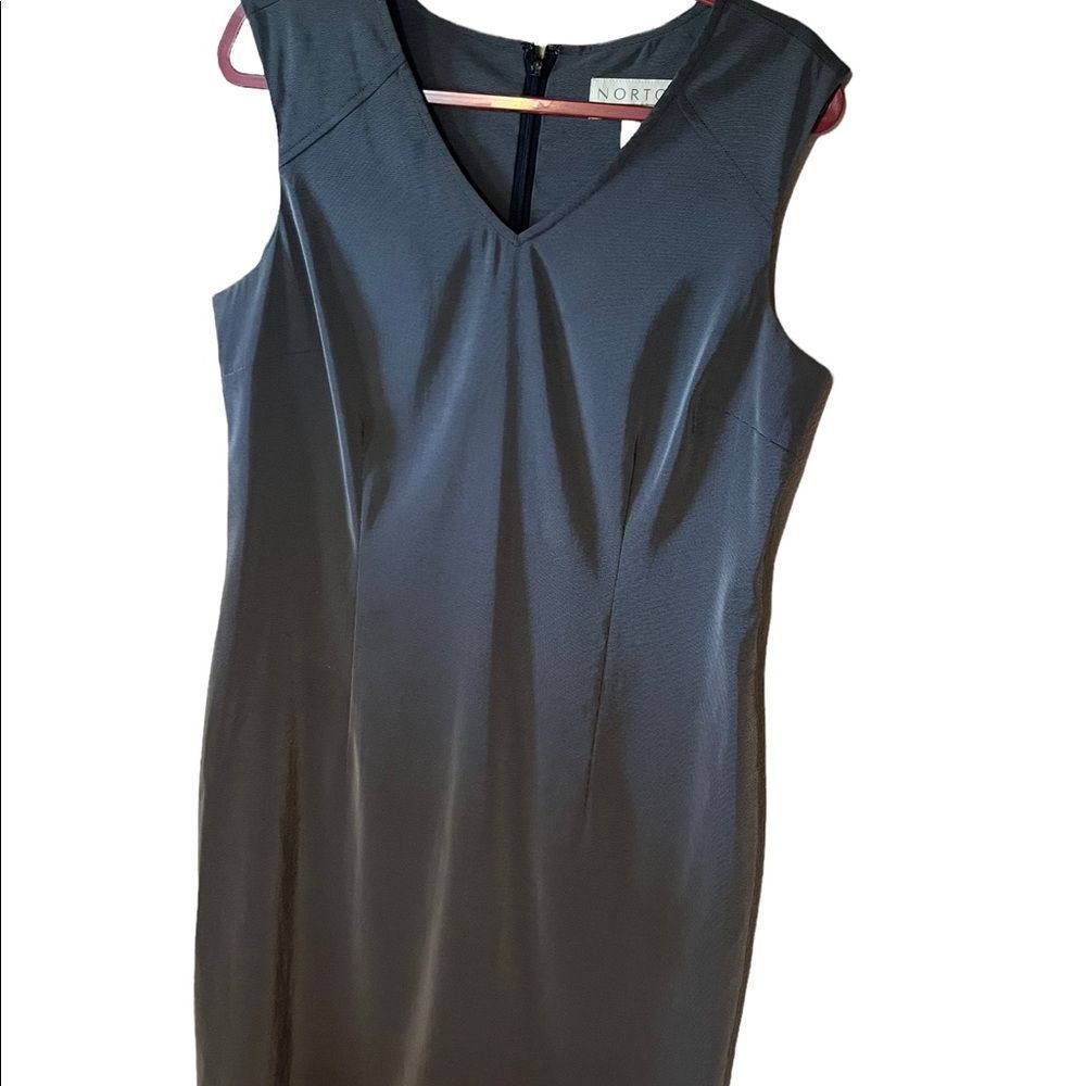 Shimmering gunmetal grey Norton McNaughton shift Dress Sz 10